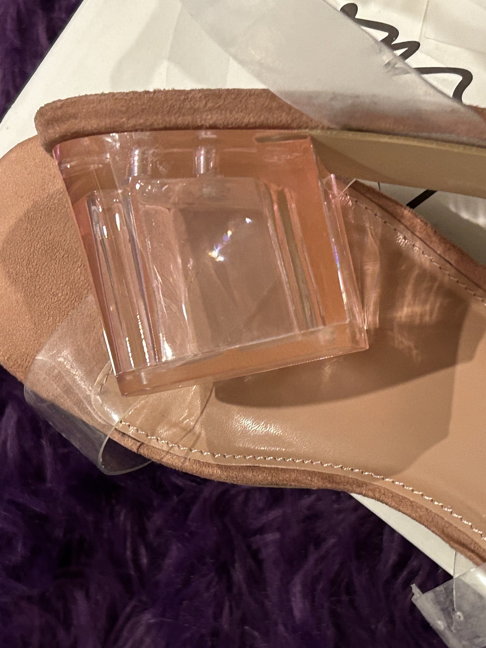 Women’s Clear Block Heel Sandal in Blush Pink - Unbranded